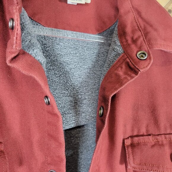 Duluth Trading Men XL/Tall Maroon Fleece Lined Shirt Jacket Shacket Heavy Canvas - Picture 14 of 14
